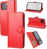 Crazy Horse-textuur Horizontale Flip PU-lederen hoes met houder & kaartsleuven & portemonnee & fotolijst voor iPhone 13 (rood)