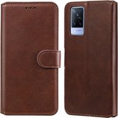 Klassieke Kalf Textuur PU + TPU Horizontale Flip Leren Case met Houder & Kaartsleuven & Portemonnee Voor Vivo V21 (Bruin)