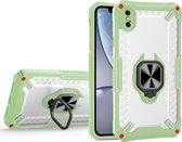 Matte TPU + PC magnetische schokbestendige hoes met ringhouder voor iPhone X / XS (grasgroen)