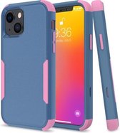 Commuter schokbestendig TPU + pc-beschermhoes voor iPhone 13 (koningsblauw + roze)