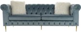 Sofa DKD Home Decor Blauw Polyester Metaal (230 x 90 x 91 cm)