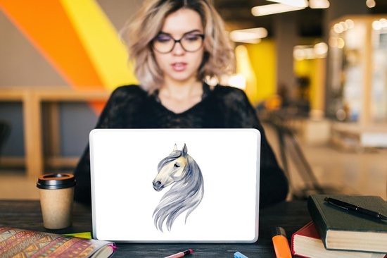 Sticker ordinateur portable - 14 pouces - Cheval - Aquarelle - Animal - Filles - Enfants - Meiden