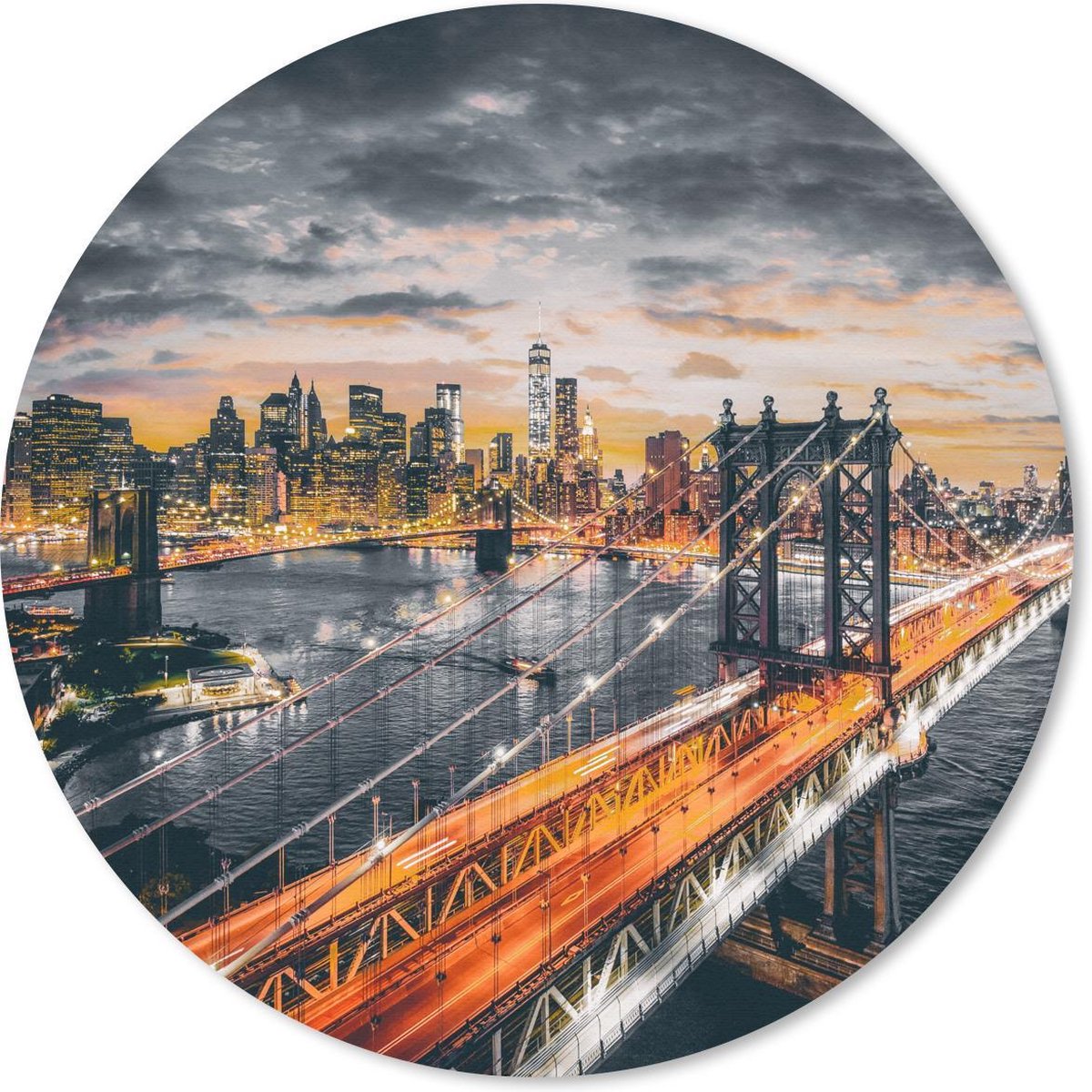 Muismat rond 30x30 cm - Mousepad New York - Oranje - Brug - Ronde muismatten