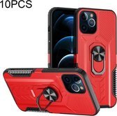 10 PCS Shield Armor PC + TPU-beschermhoes met 360 graden rotatieringhouder voor iPhone 11 Pro (rood)