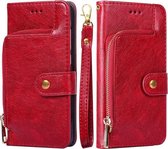 Voor ZTE Axon 30 Pro 5G Rits Tas PU + TPU Horizontale Flip Lederen Case met Houder & Kaartsleuf & Portemonnee & Lanyard (Rood)