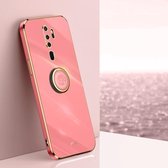 Voor OPPO A9 2020/A11x XINLI Straight 6D Plating Gold Edge TPU Shockproof Case met ringhouder (meidoorn rood)