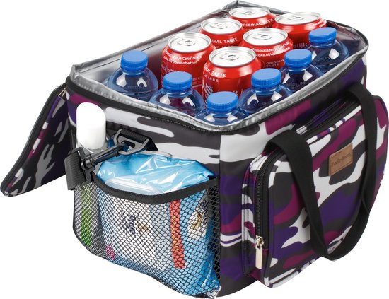 Packaway 4 Laags Geïsoleerde Koeltas - Lunchtas 15 liter - Camouflage Paars