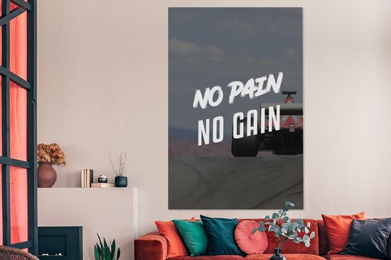 Peinture sur toile Formule 1 - Voiture de course - Citation - 120x180 cm - Décoration murale XXL