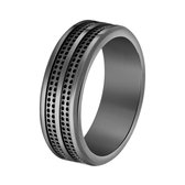 Lucardi Heren Ring met patroon - Ring - Cadeau - Staal - Zilverkleurig