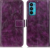 Voor Motorola Edge 20 Retro Crazy Horse Textuur Horizontale Flip Lederen Case met Houder & Kaartsleuven & Fotolijst & Portemonnee (Paars)