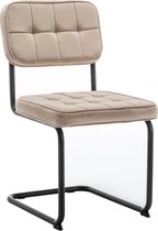 Eetkamerstoelen Set van 4 Flexa - Beige - Metaalpoot - Fluweel