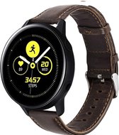 Leer Smartwatch bandje - Geschikt voor  Samsung Galaxy Watch active leren bandje - donkerbruin - Horlogeband / Polsband / Armband