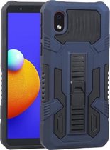 Voor Samsung Galaxy A01 Core Vanguard Warrior All Inclusive dubbele kleur schokbestendig TPU + pc-beschermhoes met houder (kobaltblauw)