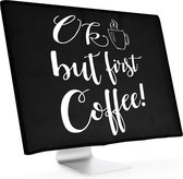 kwmobile hoes voor 27-28" Monitor - beschermhoes voor beeldscherm - OK Coffee design - wit / zwart