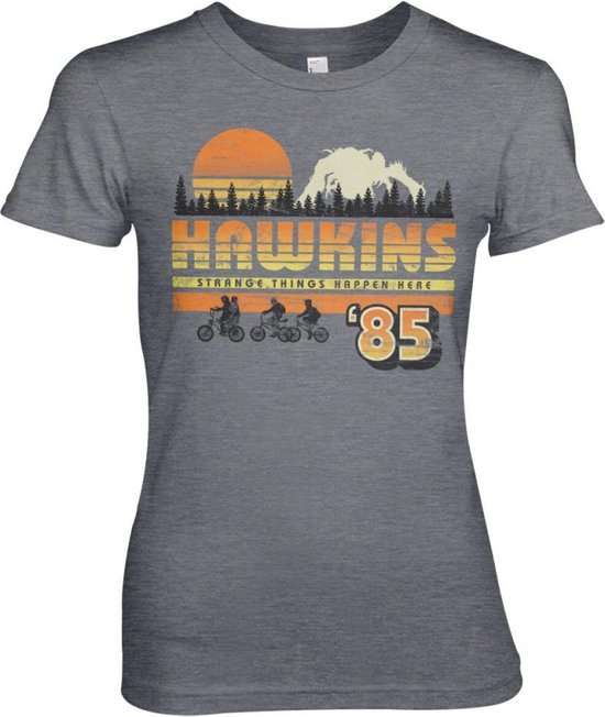 Stranger Things Dames Tshirt Hawkins '85 Vintage Grijs