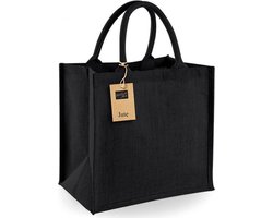 Westford Mill Jute Midi Shopper WM413 - Black/Black - 30 x 30 x 19 cm