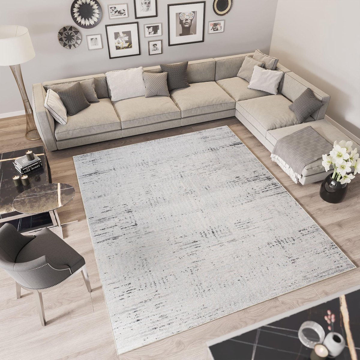 Tapiso Troya Vloerkleed Woonkamer Slaapkamer Beige Impressie Design Eyecatcher Interieur Stijlvol Woonsfeer Modern Trendy Duurzaam Hoogwaardig Tapijt Maat - 160x220 Lichtbeige3