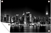 Tuindecoratie Skyline van New York - zwart wit - 60x40 cm - Tuinposter - Tuindoek - Buitenposter