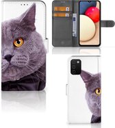 Telefoonhoesje Geschikt voor Samsung Galaxy A03s Flipcover Case Kat