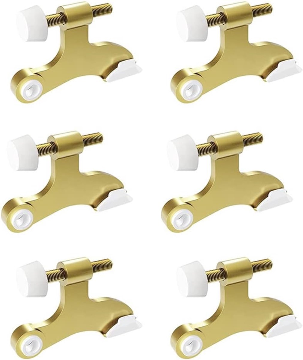 Scharnier Deurstoppers - Deur Bumpers - Muren Beschermen - Verstelbare Rubberen Bumper - 6 Stuks - Goud