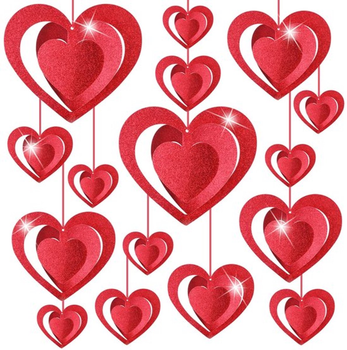 Slinger pailletten hart voor decoratierei Valentijnsdag