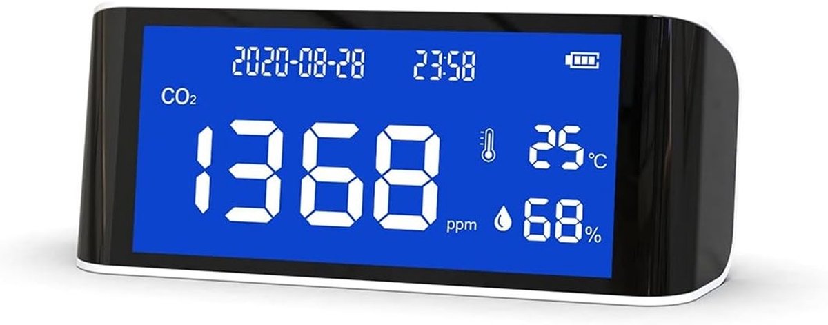 Koolstofdioxide Meter - Luchtkwaliteit Sensor - Binnenlucht Kwaliteit - Accurate Meting - 400-5000 ppm - Zwart
