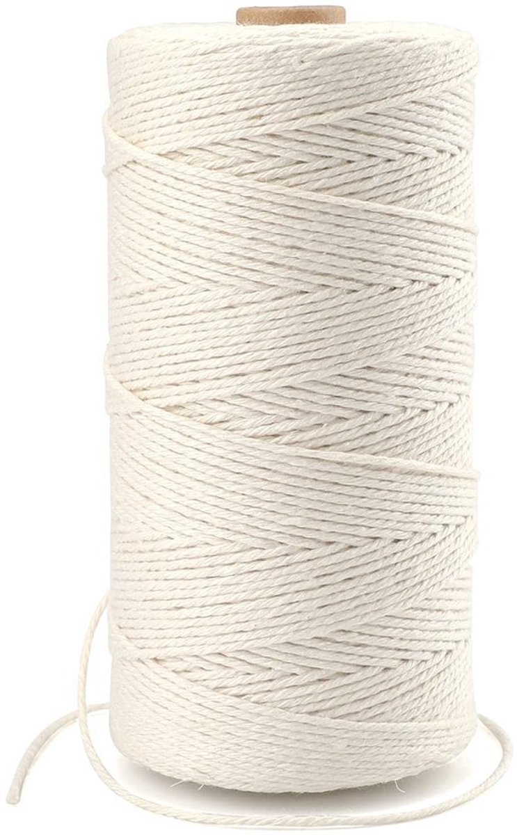 Vt products - Macramé koord - Decoratief touw - Wit - Katoenen koord - Voor