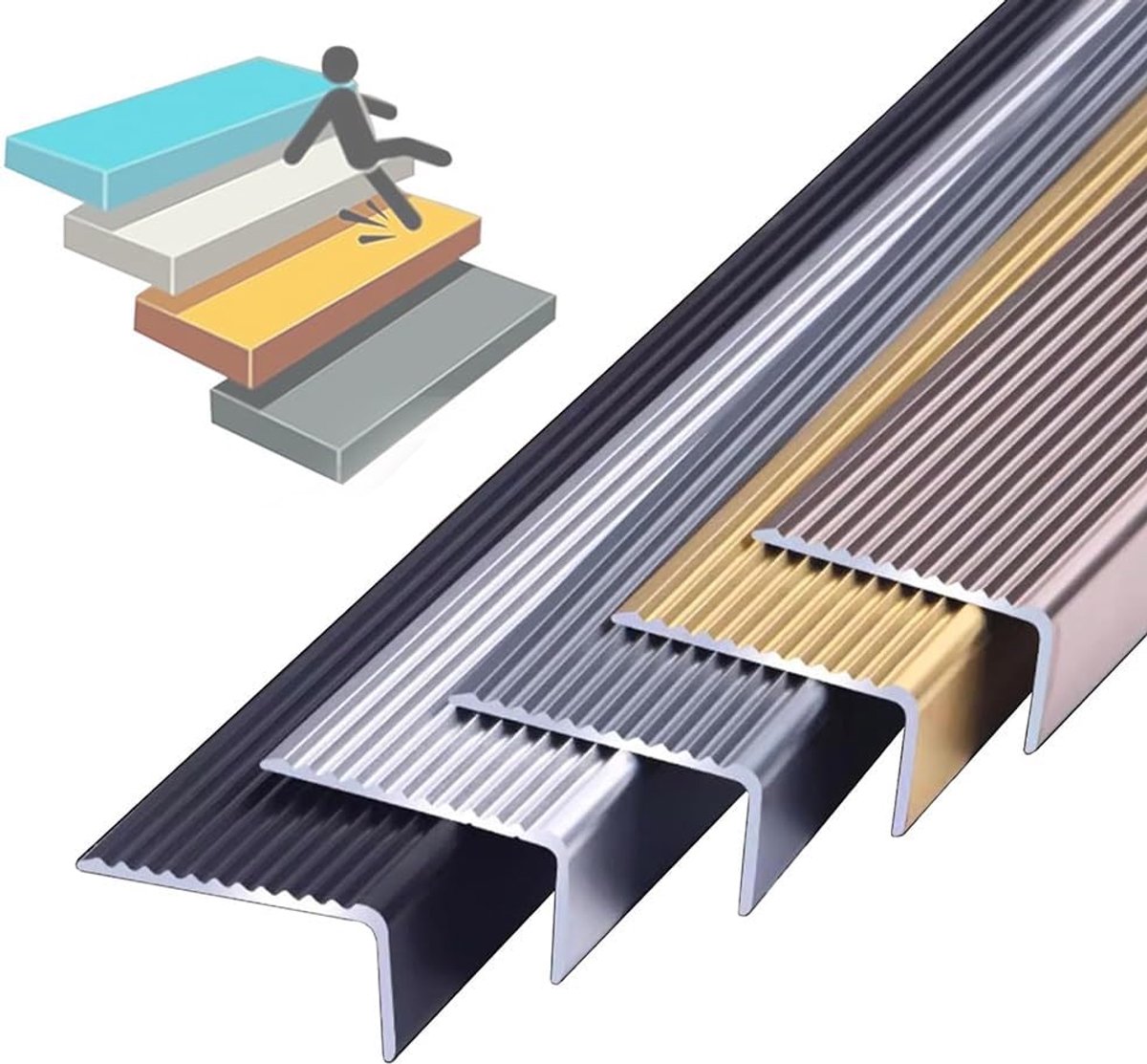 Trapprofiel Antislip - Metalen Strips - Veilig Lopen - Aluminium Legering - 130 cm - Zwart
