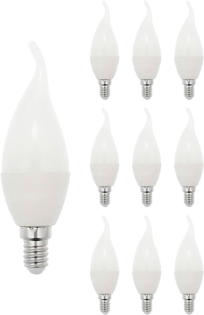 LED Kaarslamp - Kaarslamp LED E14 Lamp - Woonruimte Verlichten - Energiezuinig Vervangend - 10 stuks - Wit licht
