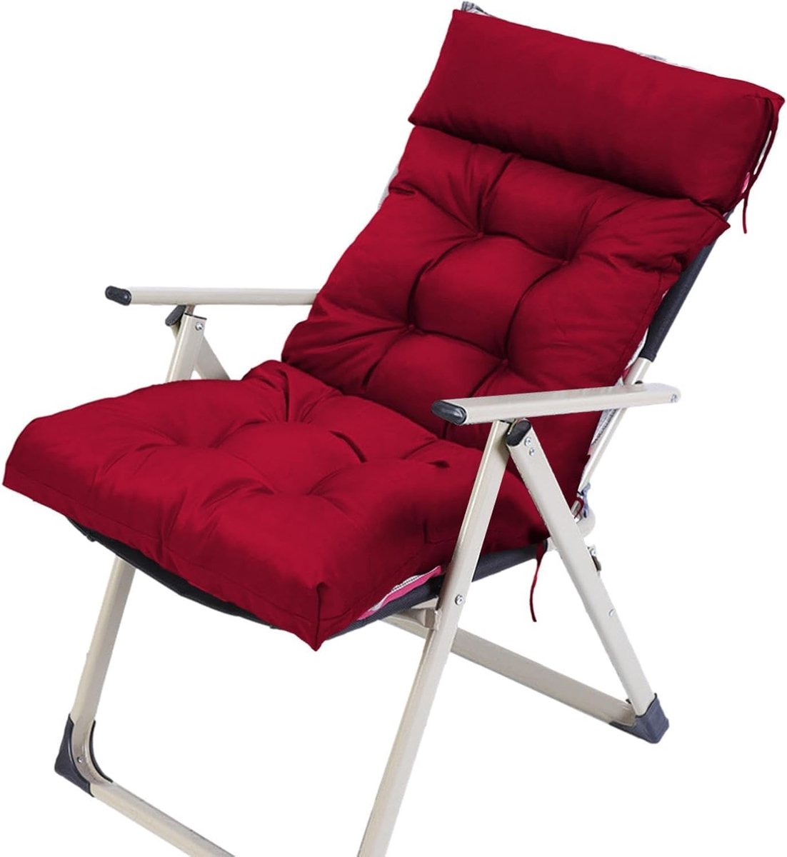 Tuinstoelkussen - Loungekussen - Buiten Ontspannen - Met Bevestigingsbanden - 125x55 cm - Wijnrood
