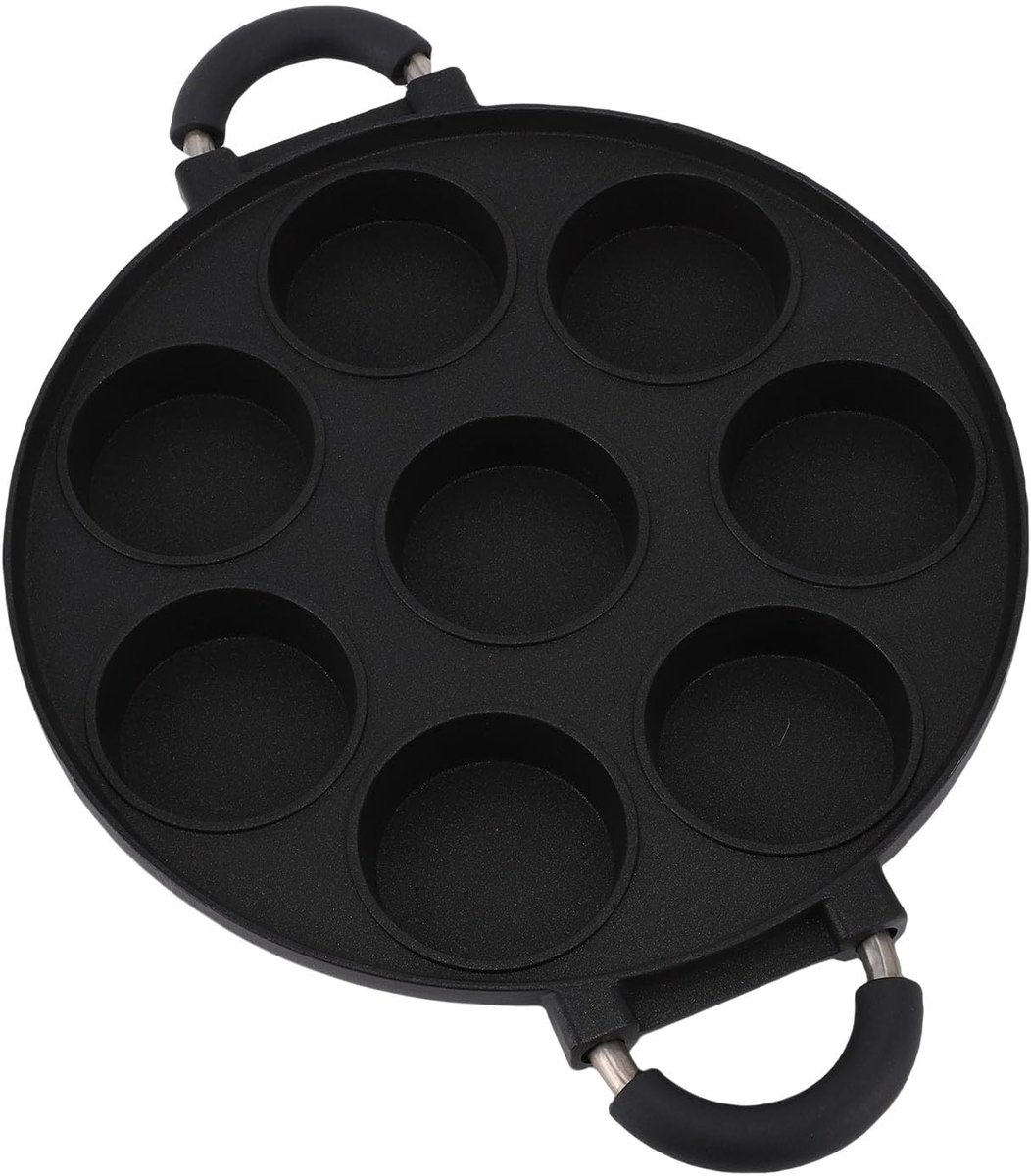 Ei Koekenpan - Pannenkoek Pan - Ontbijt Bereiden - 8 Gaten Ontwerp - Niet Gespecificeerd - Zwart