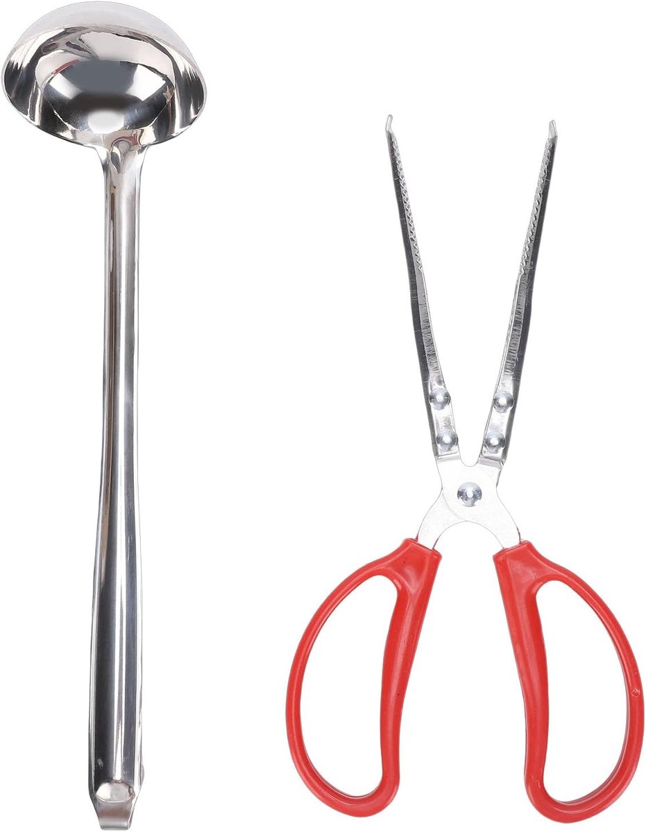 Haardtang en Schepset - Vuurplaats Gereedschap - Vuur Beheren - Gietijzeren Constructie - 30 cm Tang - Zwart