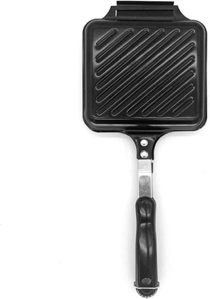 Broodrooster Pan - Toast Maker - Ontbijt Maken - Dubbelzijdig Grillen - Vierkant - Zwart