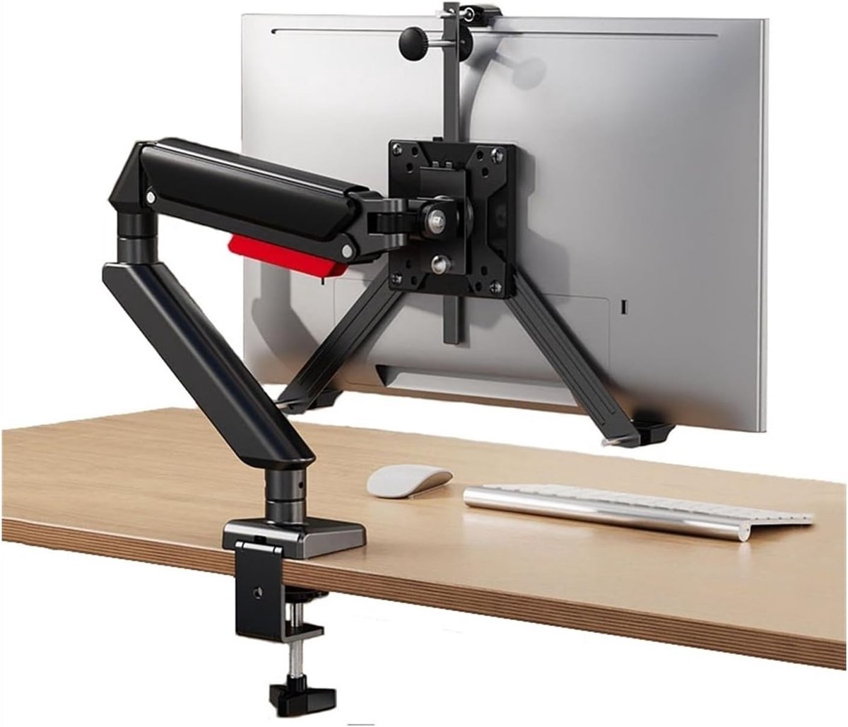Monitor Arm - Schermsteun Bureau - Ergonomisch Werken - Verstelbare Gasveer - Max 32 Inch - Zwart