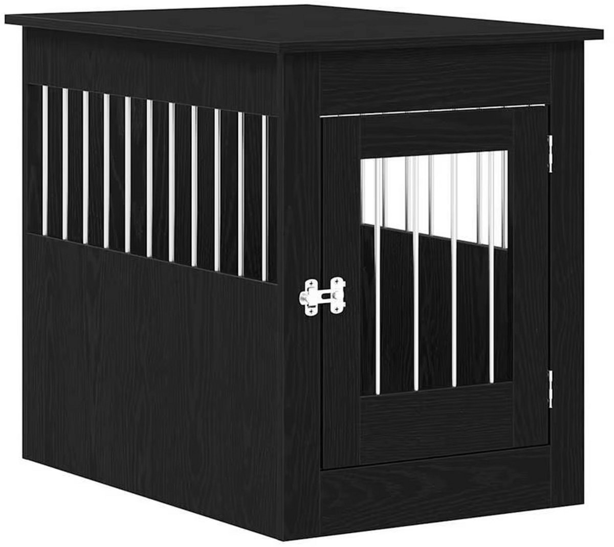 JOYNEXTBUY - Hondenbench Meubel met Deur – Houten Hondenkooi en Hondenhuis in Bijzettafel Stijl – Bench voor Kleine en Middelgrote Honden – Eiken/Zwart – 80 x 55 x 68 cm