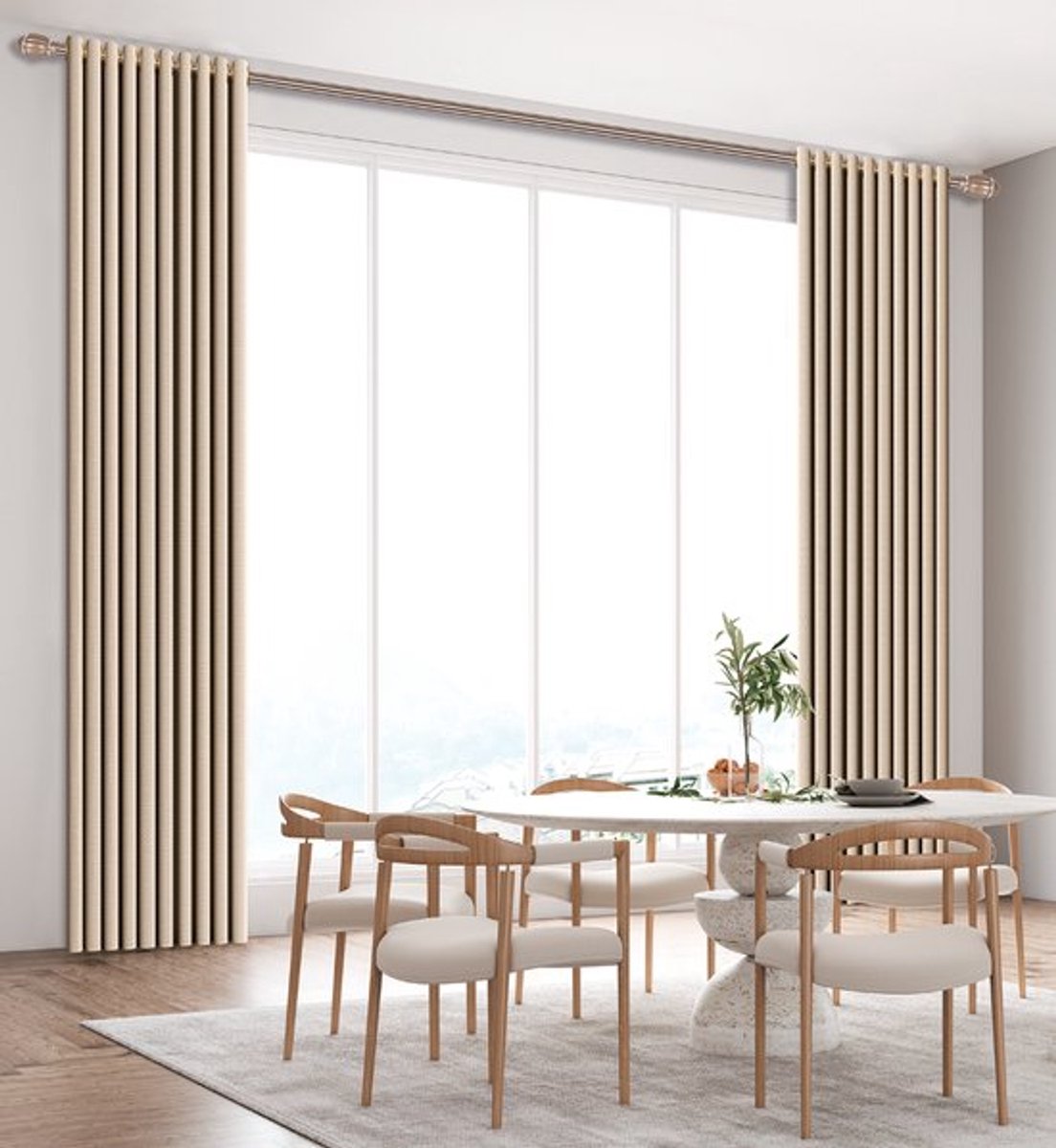 SB Line Kant en klaar Gordijn - Verduisterend - Met ringen - 300x260 cm - Licht Beige