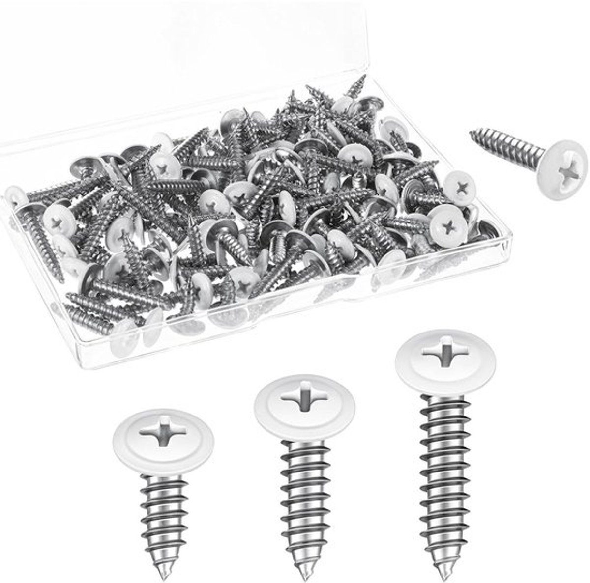 Allecto Plus - 120 stuks zelftappende schroeven M5 houtschroeven in wit - diverse