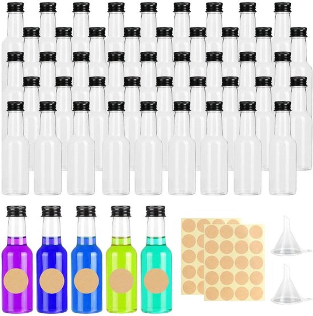 NTHProducts - Mini Bottles - Shot bottles - For Liqueur - 50ml - Included