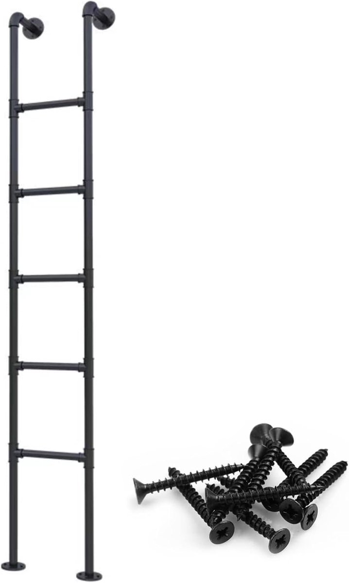 Smeedijzeren Zolderladder - Wandladder Stapelbed - Veilige Toegang Creëren - Robuust Hoge Kwaliteit - 100-300 cm - Zwart