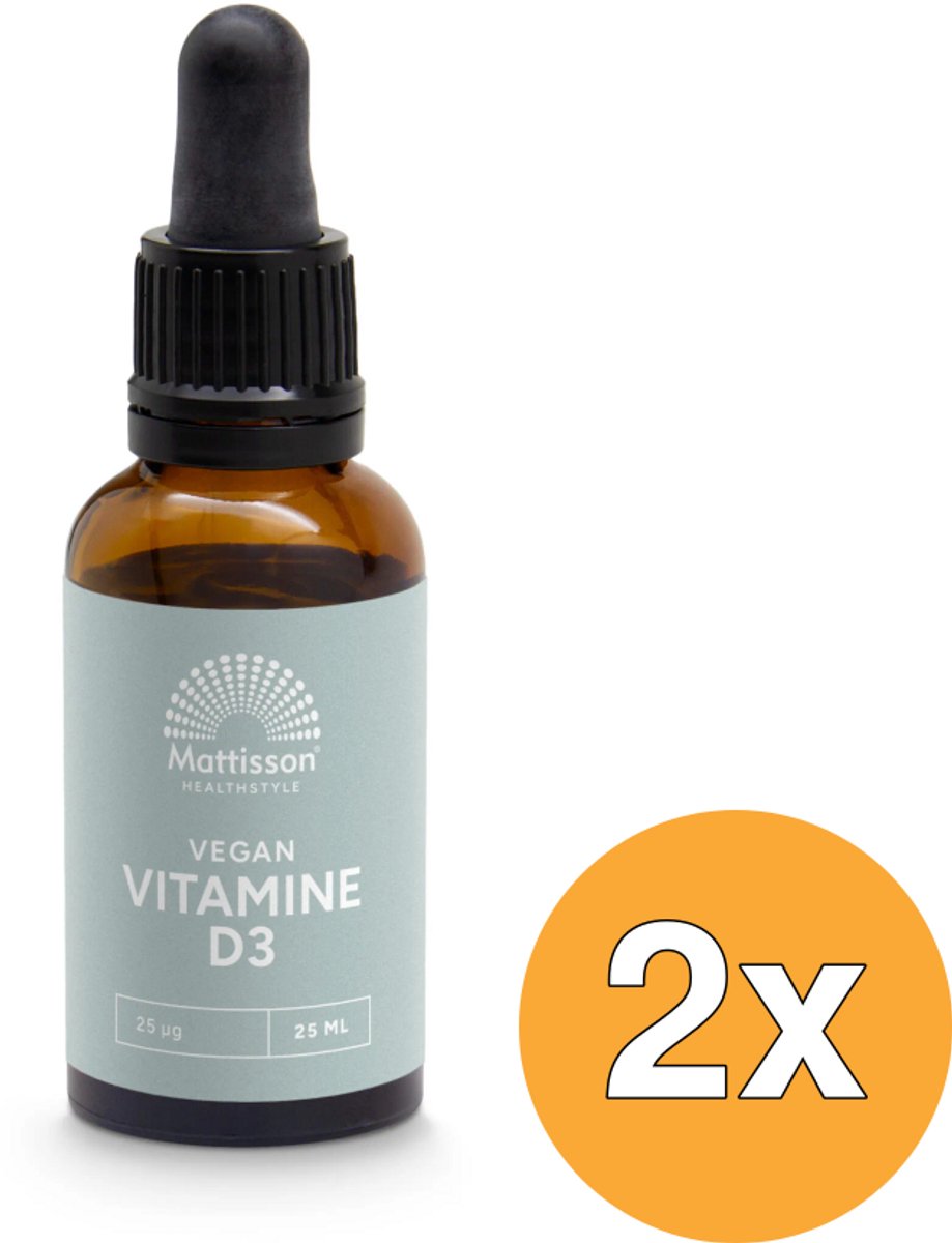 2x Mattisson Vitamine D3 25Mcg Vegan Druppels (25 ml)