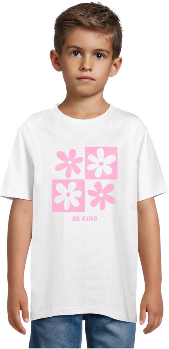 Mister Tee Kids Be Kind Flowers Kinder Tshirt Kids 158/164 Wit