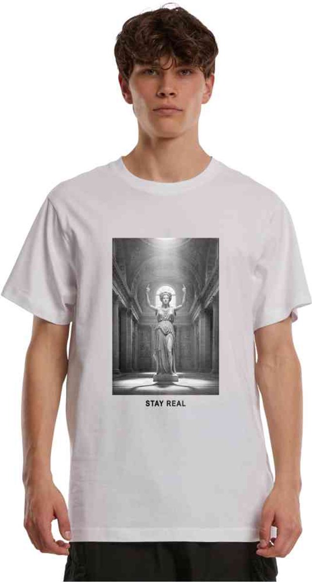 Mister Tee Stay Real Statue Heren Tshirt S Wit