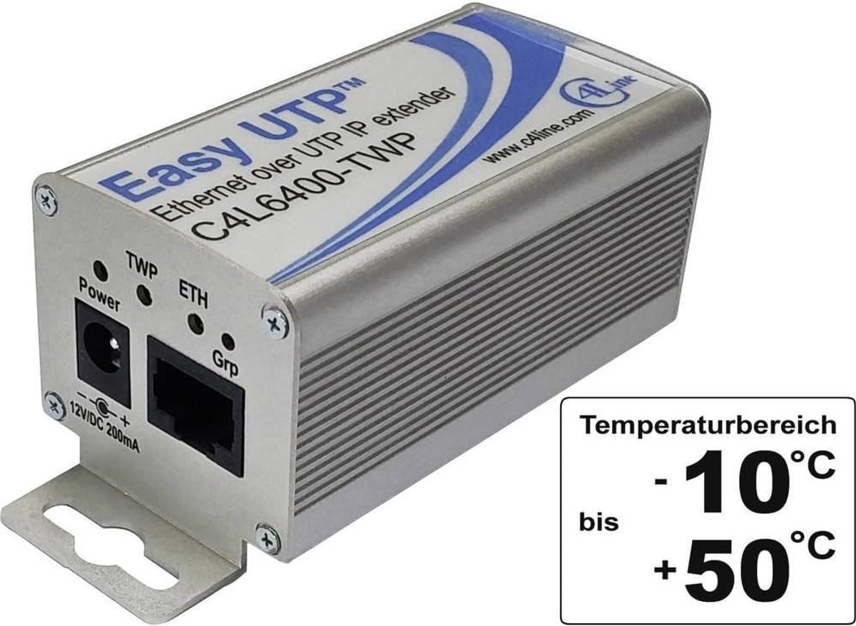 Netwerkuitbreiding 2-draads - Bereik verlenger - Camera installatie - Tot 500 meter - 100 MBit/s - Grijs