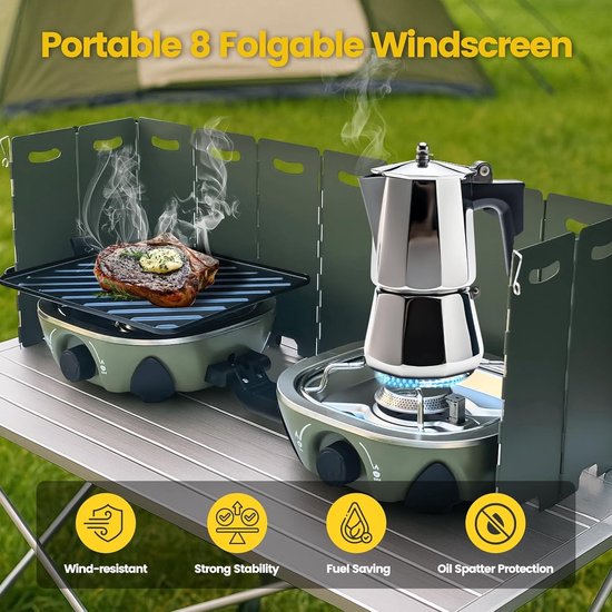 Draagbaar Campingkooktoestel - Lichtgewicht - 2 Branders - Windbescherming - Voor Outdoor Avonturen van Draagbaar — afbeelding 3