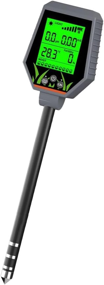 Bodemtester 6-in-1 - PH Meter - Plantenverzorging Meten - Verbeterde Elektrode - 13x200MM - Zoals Afgebeeld