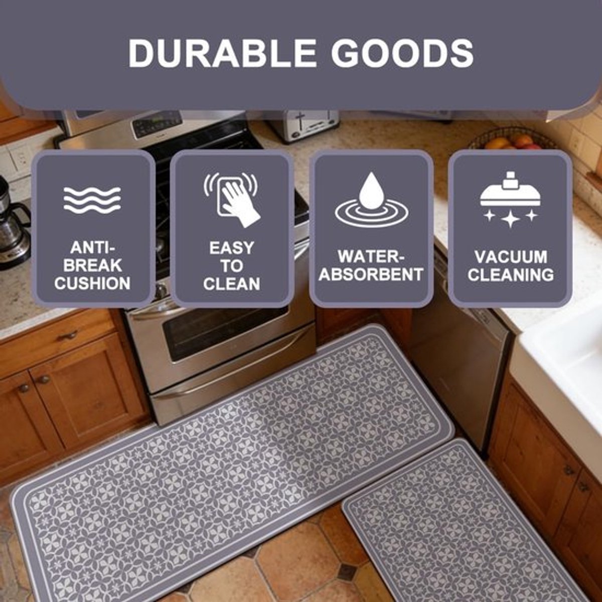 Dailygoods- Keukenmat Set van 2 - Rubber - Antislip - Vloerkleed voor