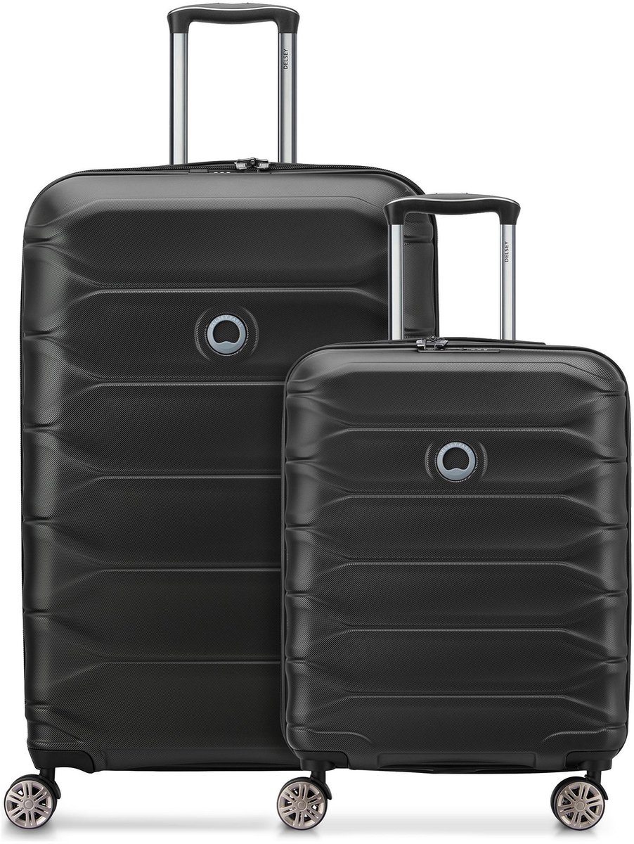 Delsey Paris Meteor 4 wielen Kofferset 2-delig met uitbreidingsplooi - Harde bagage - TSA slot - deep black