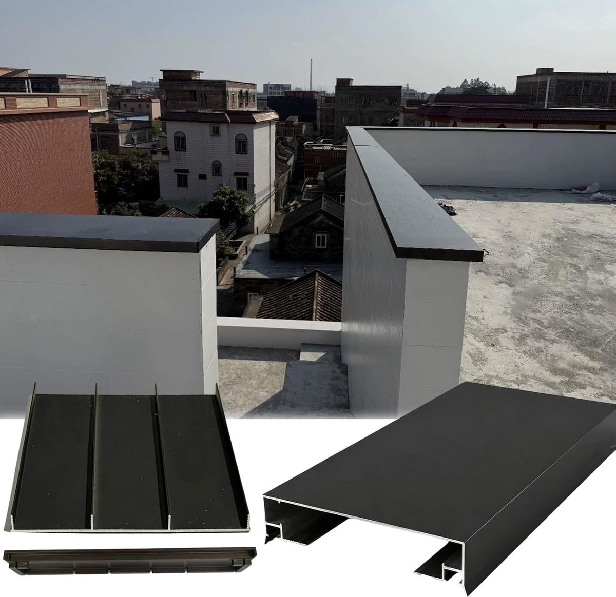 Muurafdekking Aluminium - Afdekprofiel Muur - Buitenmuren Beschermen - Met LED Kanaal - Tot 305 mm breed - Zwart