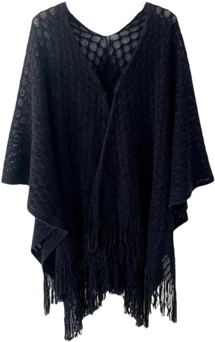 Gebreide Poncho Dames - Cape Sjaal - Casual Stijl Creëren - Verdikte Plaid - Lange Kwastjes - Meerkleurig