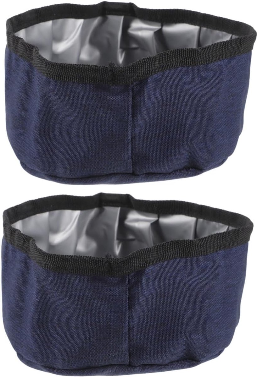 Huisdier Reisbakken - Honden Kattenbak - Buiten Eten Drinken - Opvouwbaar Oxford Doek - 2 Stuks - Donkerblauw